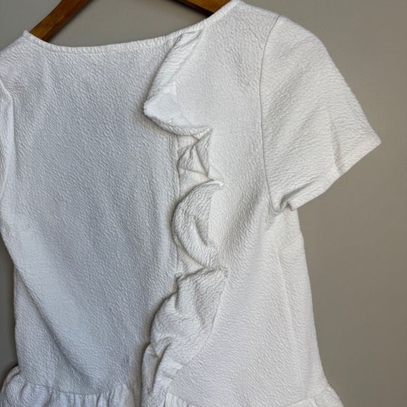 Anthropologie Postmark Short Sleeve Textured Peplum Top White Small Scoop Neck - Picture 6 of 13